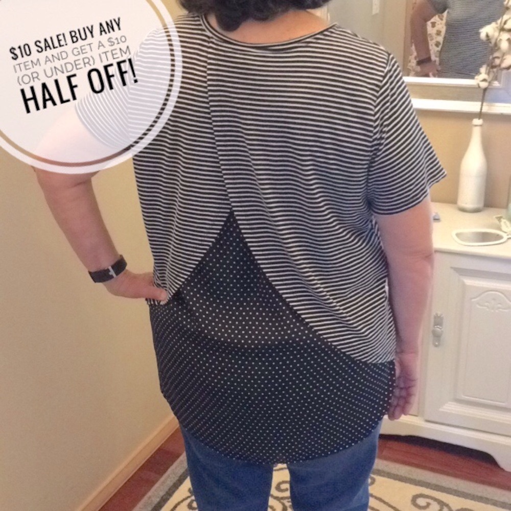 CJ Banks stripe/polka dot shirt